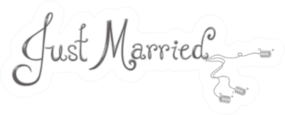 Just Married Lettering With Cans Sticker