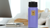 Justice Full Colorful Tarot Card Sticker on a Water Bottle (New) example