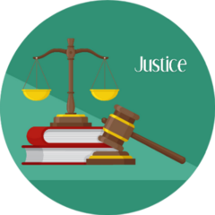 Justice Scales And Wooden Judge Gavel Law Illustration Sticker