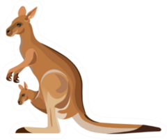 Kangaroo and Joey Illustration Sticker