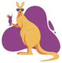 Kangaroo Cartoonish Cute Sticker