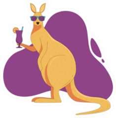 Kangaroo Cartoonish Cute Sticker