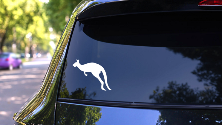 Kangaroo Hopping To The Left Sticker on a Rear Car Window (New) example