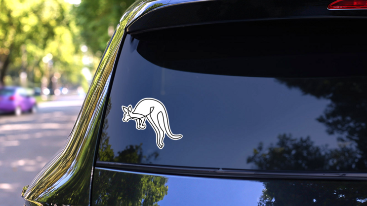 Kangaroo Logo Illustration Line Sticker on a Rear Car Window (New) example