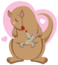Kangaroo Mom And Cub Mascot Illustration Sticker