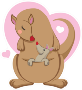 Kangaroo Mom And Cub Mascot Illustration Sticker