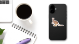 Kangaroo Mother Carrying A Baby In Its Pouch Sticker on a Phone (New) example