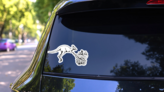 Kangaroo Pushes A Stroller With Baby Kangaroos Sticker on a Rear Car Window (New) example