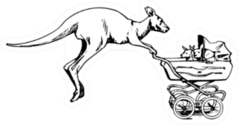 Kangaroo Pushes A Stroller With Baby Kangaroos Sticker