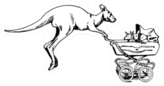 Kangaroo Pushes A Stroller With Baby Kangaroos Sticker