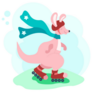 Kangaroo Rollerblading Sticker