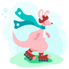 Kangaroo Rollerblading Sticker