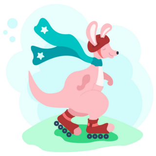 Kangaroo Rollerblading Sticker