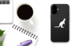 Kangaroo Silhouette Sticker on a Phone (New) example