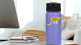 Kangaroo Standing Design In Gold Sparkle Sticker on a Water Bottle (New) example