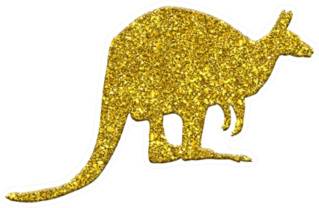 Kangaroo Standing Design In Gold Sparkle Sticker