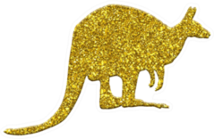 Kangaroo Standing Design In Gold Sparkle Sticker