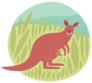 Kangaroo With Baby Illustration In Circle Sticker