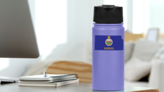 Kansas Flag State Sticker on a Water Bottle (New) example