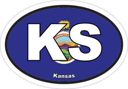 Kansas Ks State Flag Oval Sticker