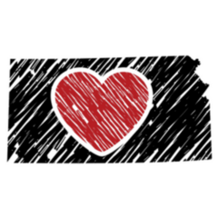 Kansas Map Heart Logo Sticker