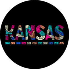 Kansas Multicolor Doodle Lettering Sticker