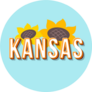 Kansas Retro Blue Sunflower Sticker