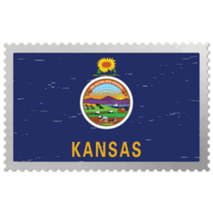 Kansas Usa Flag On Old Postage Stamp Sticker