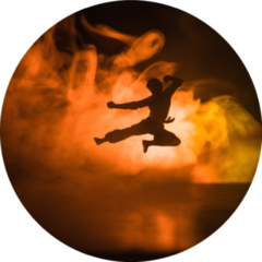 Karate Athletes Fighting Scene Sticker