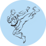 Karate Kick Illustration With Blue Sticker