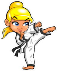 Karate Martial Arts Cartoon Girl Kick Sticker