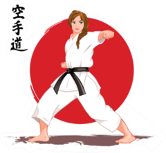 Karate Woman Illustration Sticker
