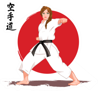 Karate Woman Illustration Sticker