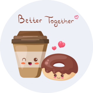 Kawaii Cartoon Coffee And Donut Better Together Sticker