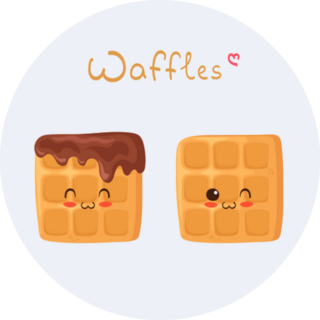 Kawaii Cartoon Waffles Characters Sticker