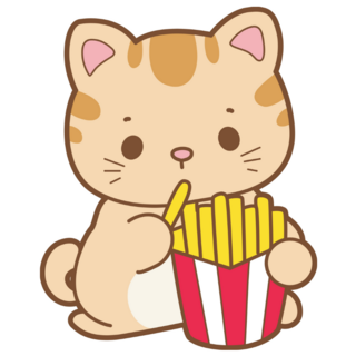 Kawaii Cat French Fries Sticker
