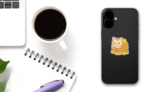 Kawaii Cat Pancakes Sticker on a Phone (New) example