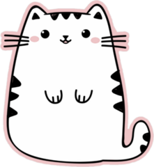 Kawaii Cute Fat White Cat Sticker