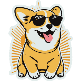 Kawaii Cute Happy Corgi Sticker
