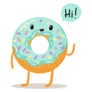 Kawaii Donut Blue Glaze Says Hi Sticker 