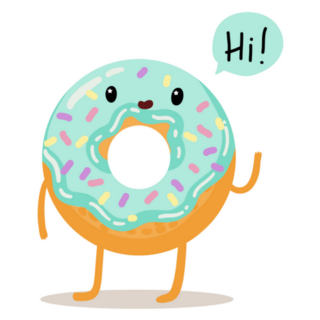 Kawaii Donut Blue Glaze Says Hi Sticker 