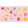 Kawaii Emoticons Sticker Sheet
