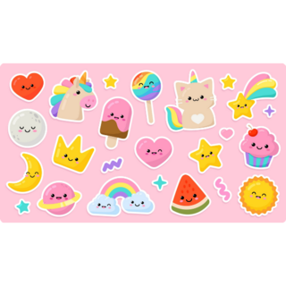 Kawaii Emoticons Sticker Sheet