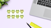 Kawaii Frogs Sticker Sheet on a Desk (New) example