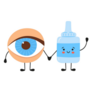 Kawaii Human Eye And Medical Drops Characters Sticker