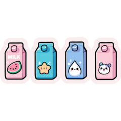 Kawaii Juice Cartons Sticker