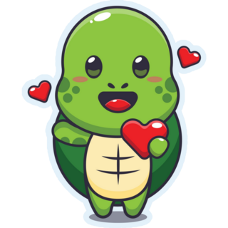 Kawaii Love Turtle Sticker