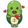Kawaii Love Turtle Sticker
