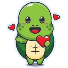 Kawaii Love Turtle Sticker