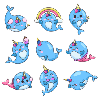 Kawaii Narwhal Sticker Sheet
